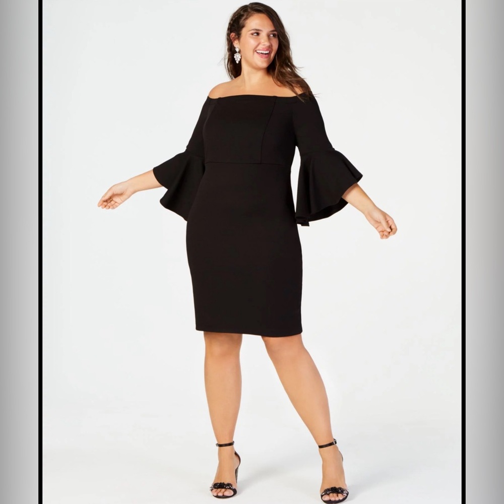 Chelsea28 Off The Shoulder Cocktail Dress Bell Sleeve Staple Black Dress Sz. 12